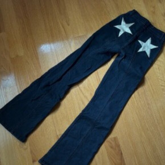 Free People Firecracker Flare Black Star Jeans High Rise Size 25 - Picture 3 of 8